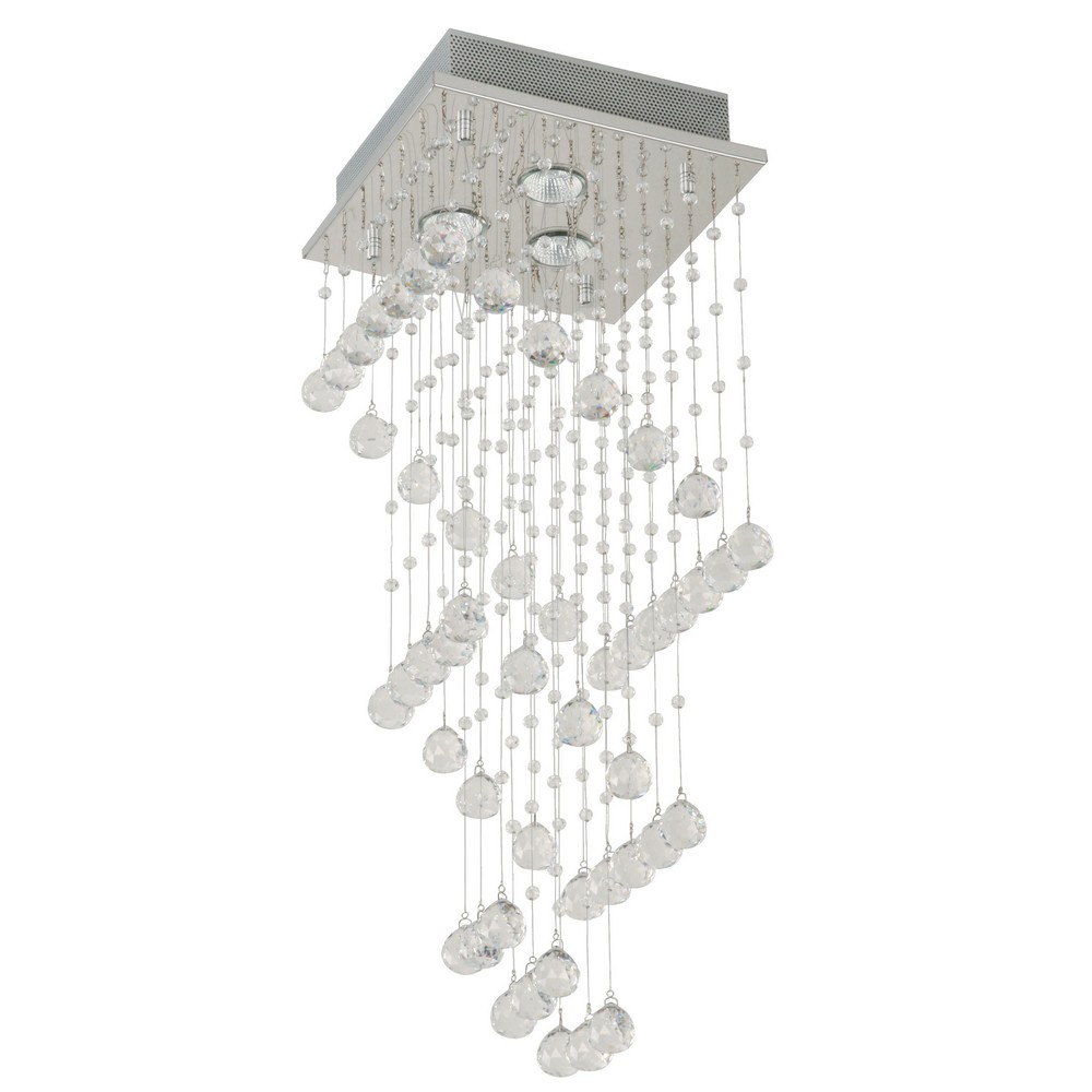Lámpara Colgante Acero Inoxidable Cristal 3 Luces GU10 50W
