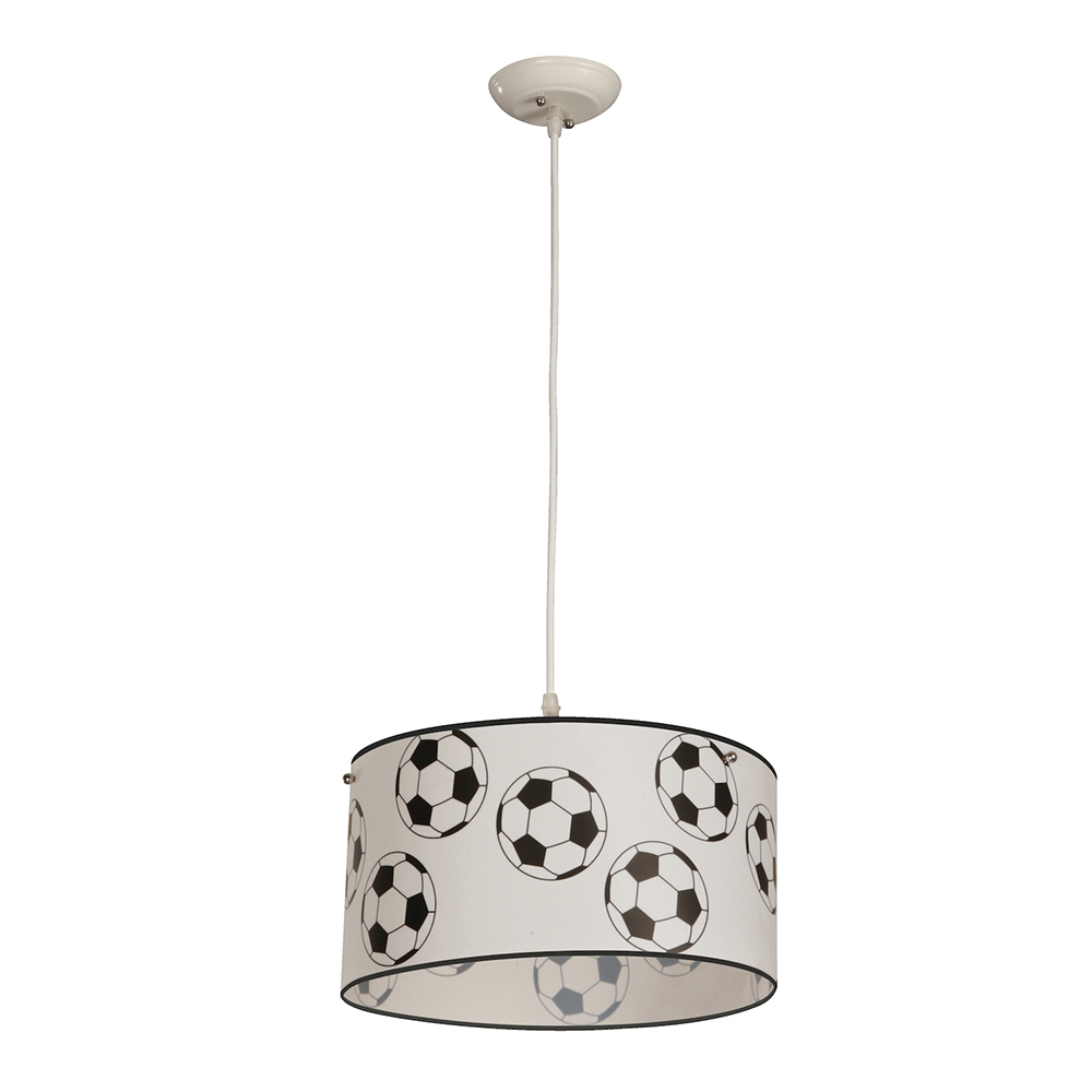 Lámpara Colgante Infantil Para Led Balón Fútbol Blanco 1 Luz