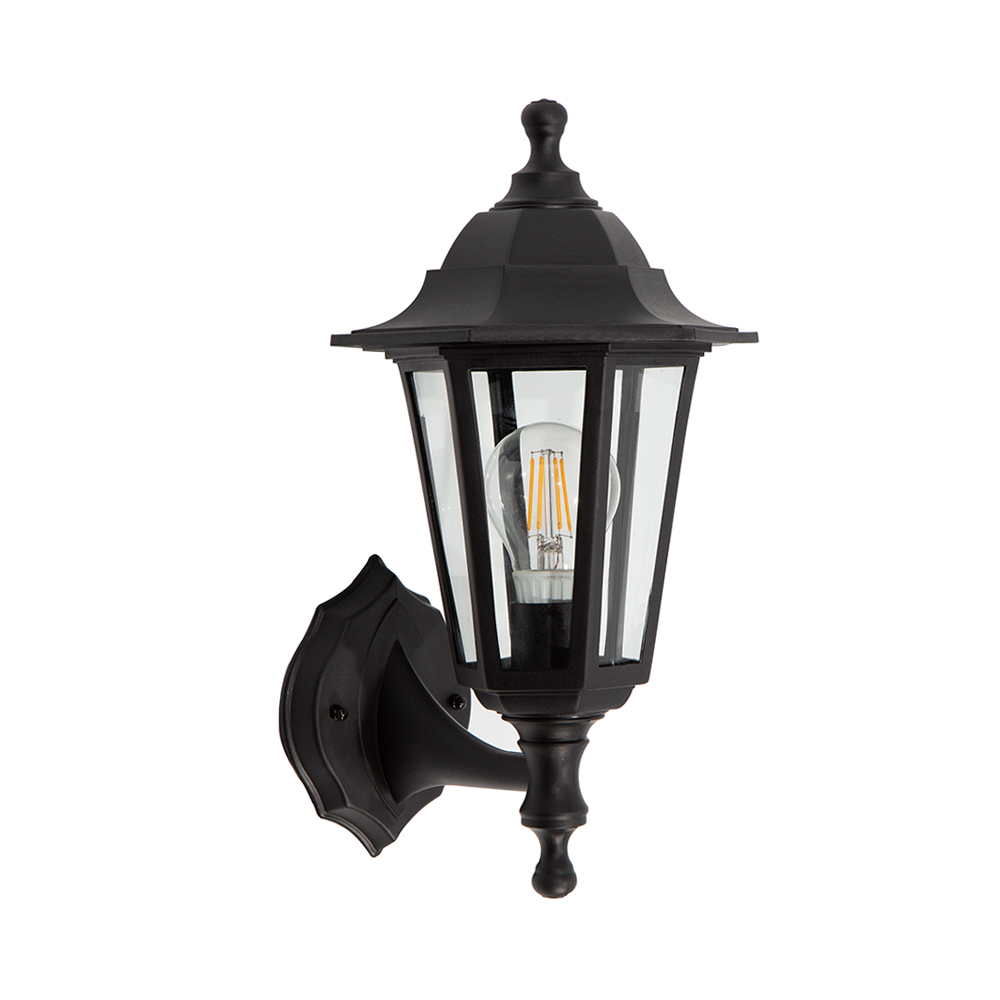 Lámpara de pared exterior, Negro 1L E27 60W 2 Piezas