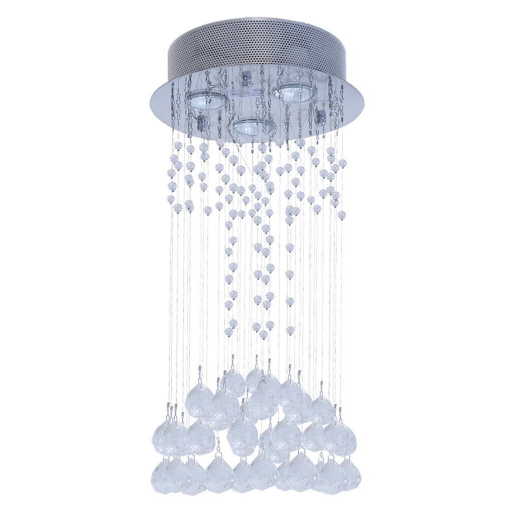 Lámpara Colgante, Cromo y Cristal, 3 Luces