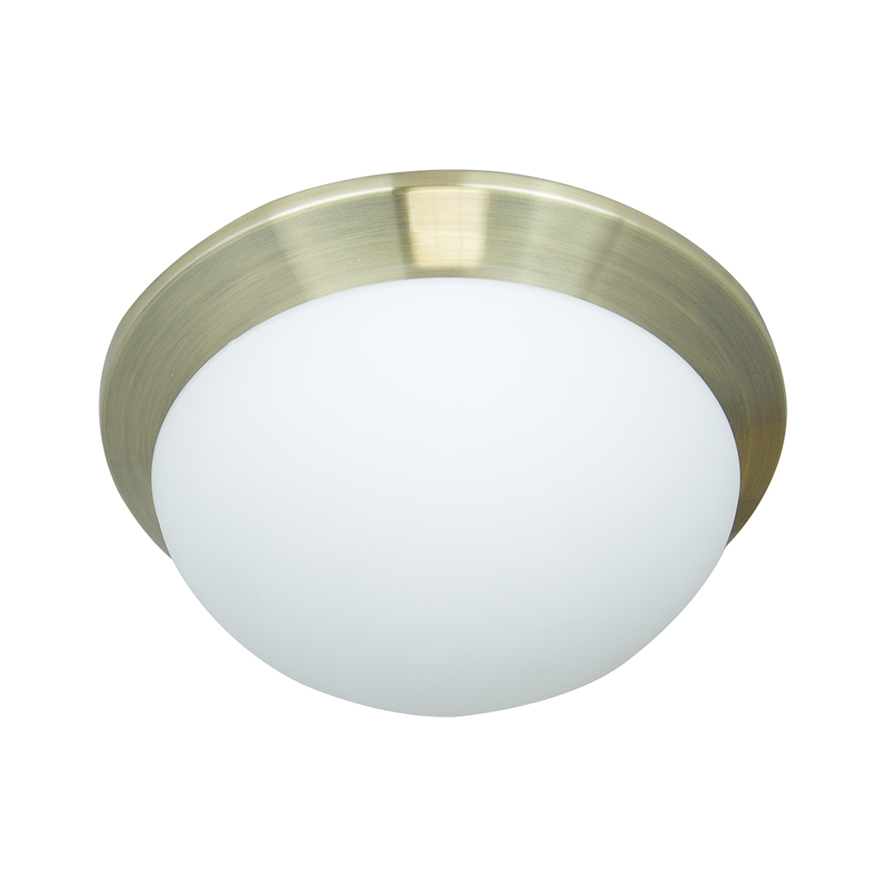 Plafón Bronce Antiguo Vidrio Opalizado 40w 1 Luz