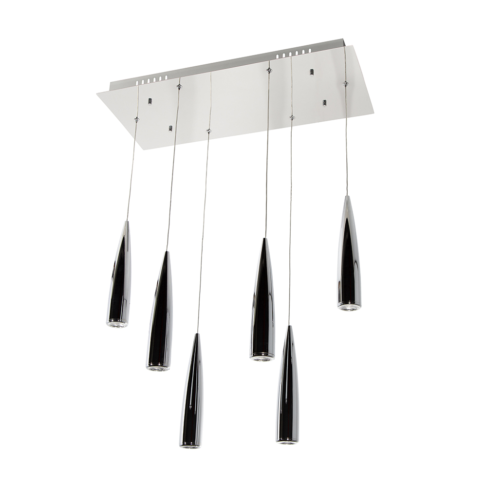 Lámpara Colgante Lumicentro Color Cromo de 3 W y 6 Luces