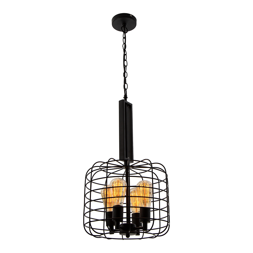 Lámpara Colgante Lumicentro Vintage Negro Mate 50 W de 4 Luces