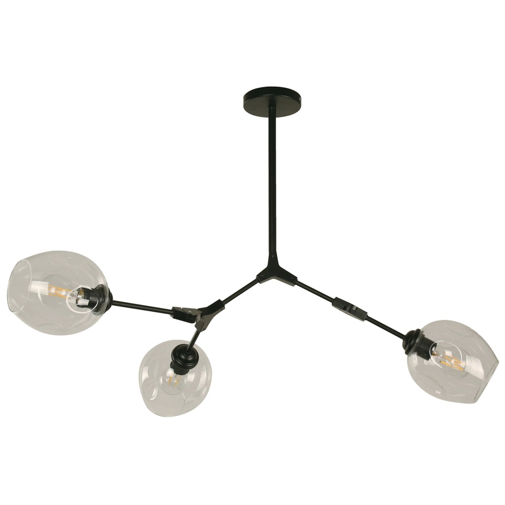 Lámpara de Techo, Negro, 3 Luces, 40W, E27