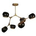 Lámpara de Techo, Negro y Dorada, 6 Luces, 40W, E27