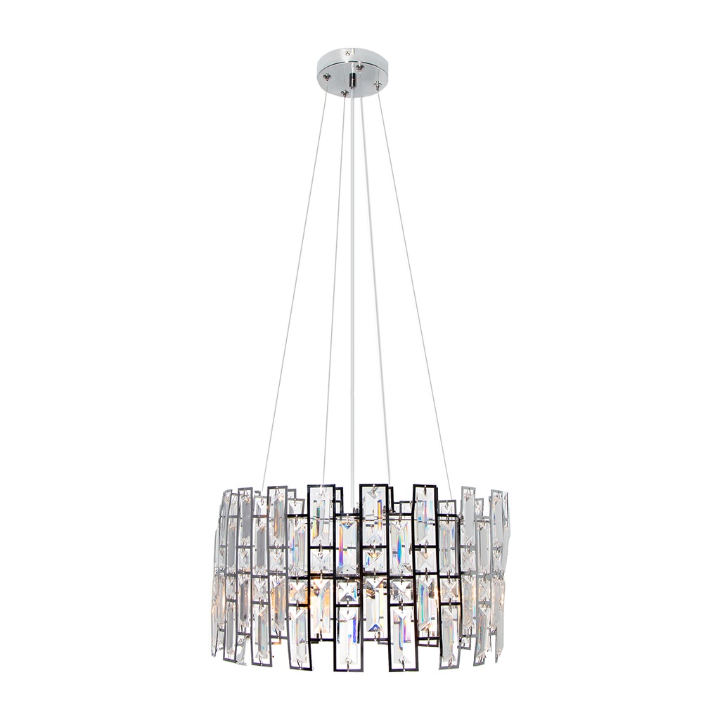 Lámpara Colgante Acero Inoxidable Cristal 3 Luces GU10 50W
