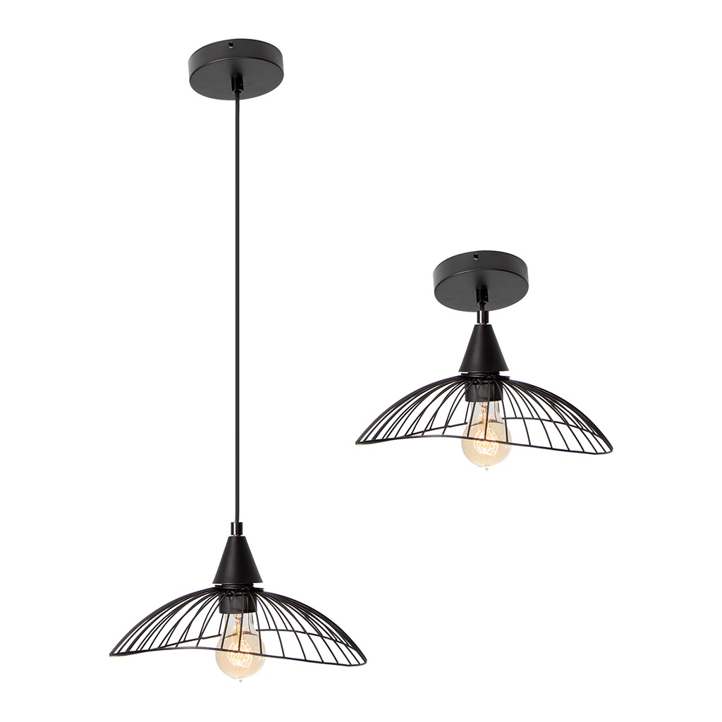Lámpara de Techo / Colgante Negro Convertible E27 40w 1 Luz