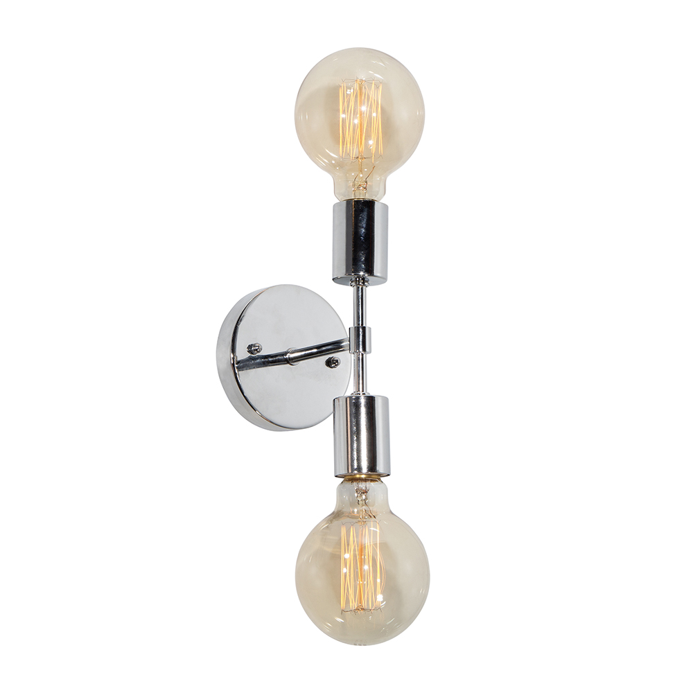 Aplique de Pared Designers Moderno Cromo 60W E27 2 Luces