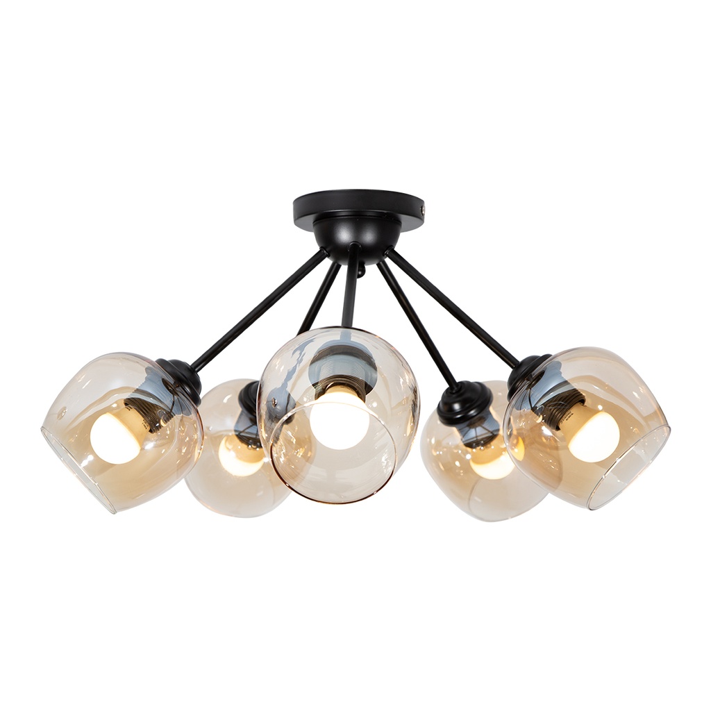 Lámpara de Techo Negro Vintage E27 40w 5 Luces