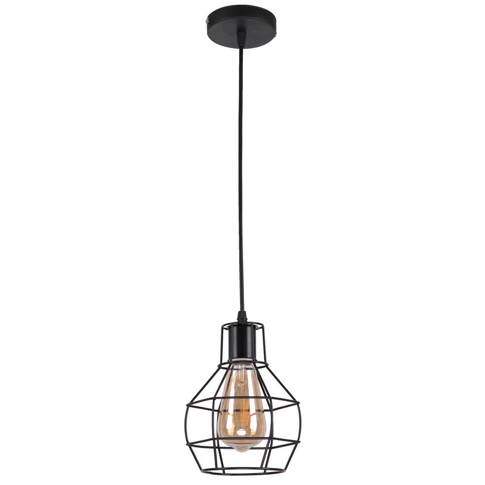 Lámpara Colgante Vintage Negro Mate 60W E27 1 Luz