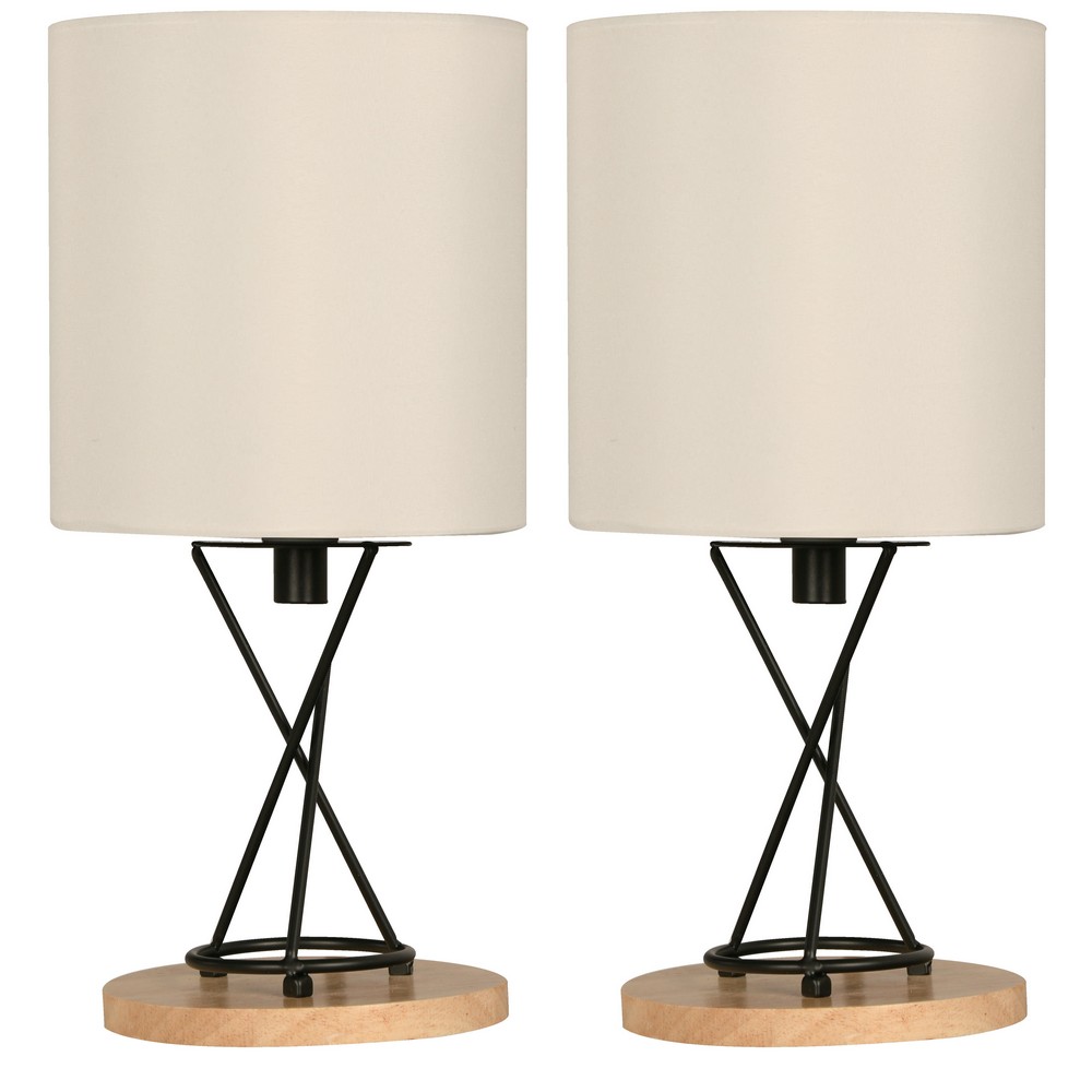 Lámpara de Mesa Negro 1 luz E27 40W - Set de 2 piezas