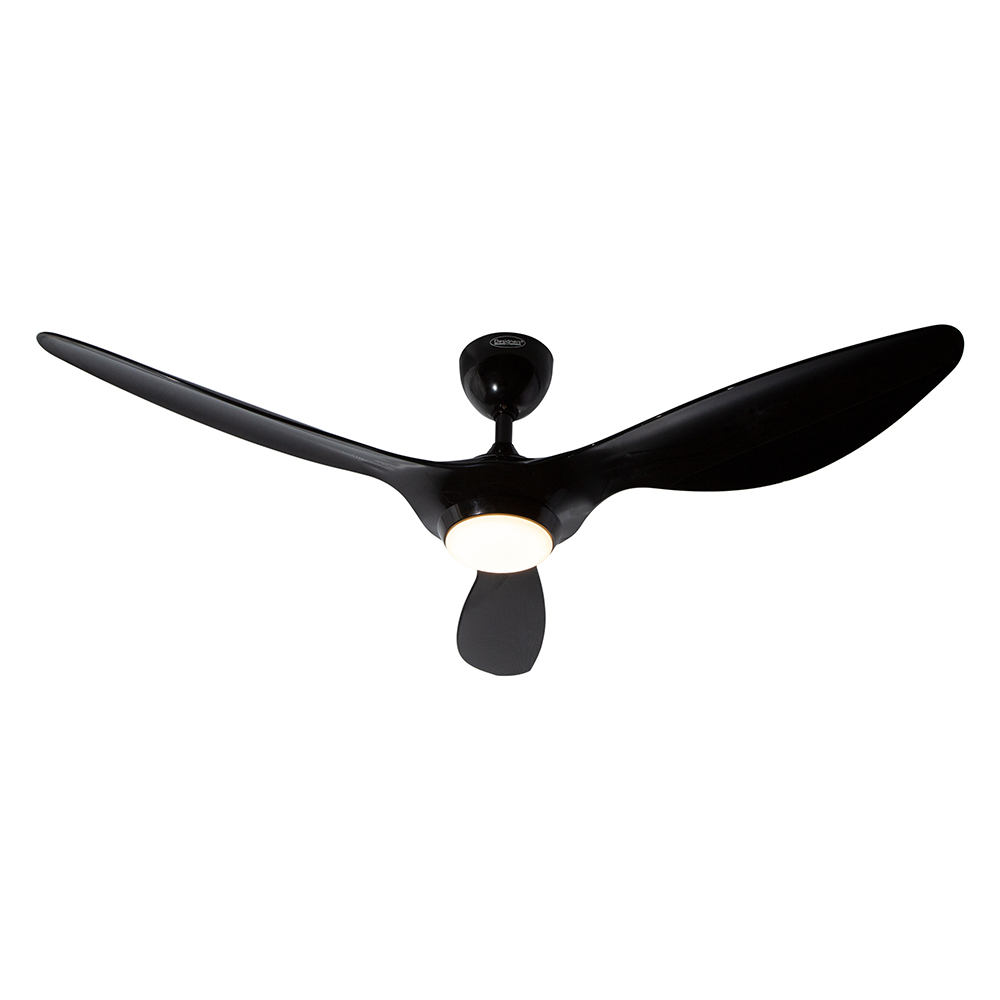 Ventilador de techo con luz LED, 52" acabado negro, con control remote, 3 aspas