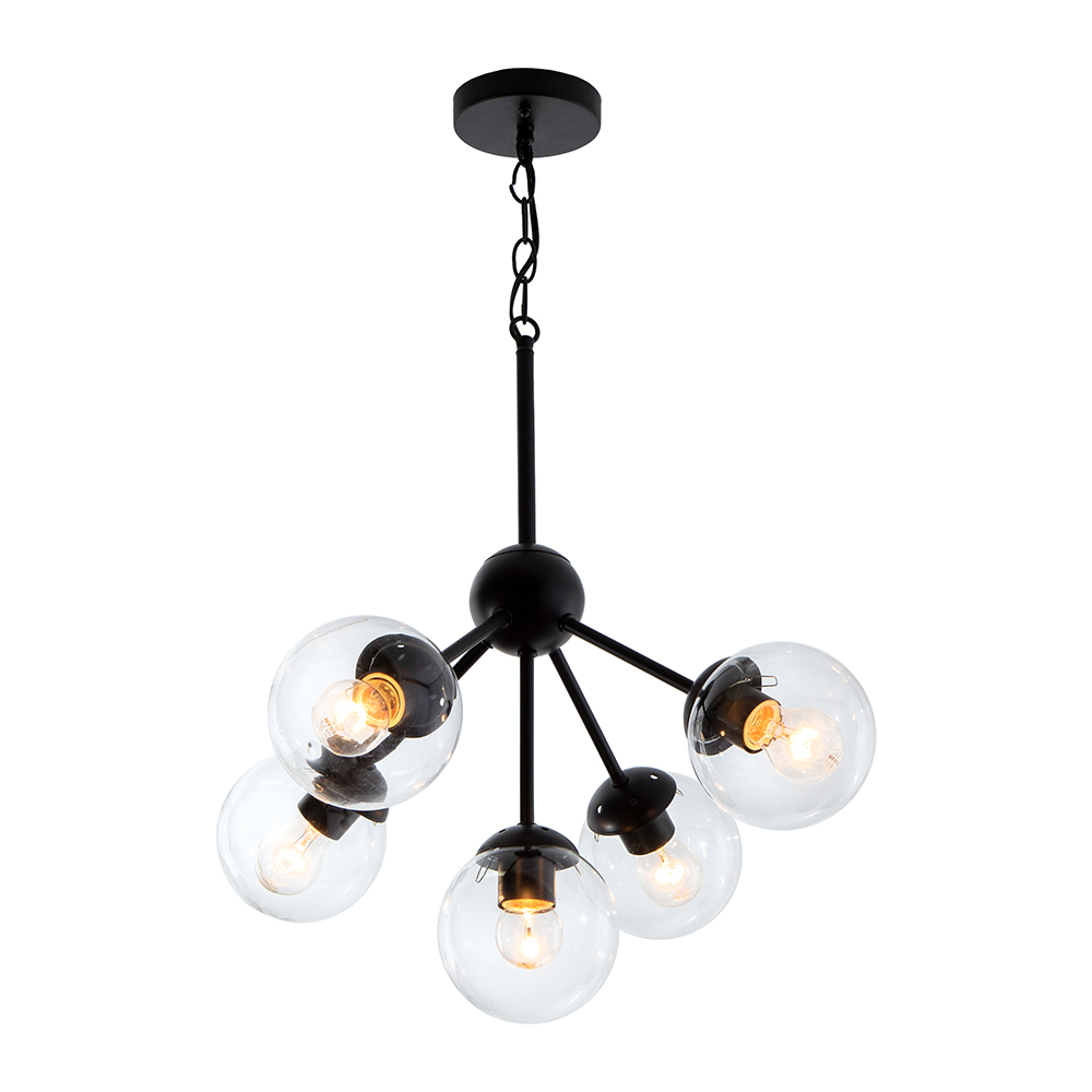 Lámpara Colgante Ike Lite Negro 5 Luces 60W E27