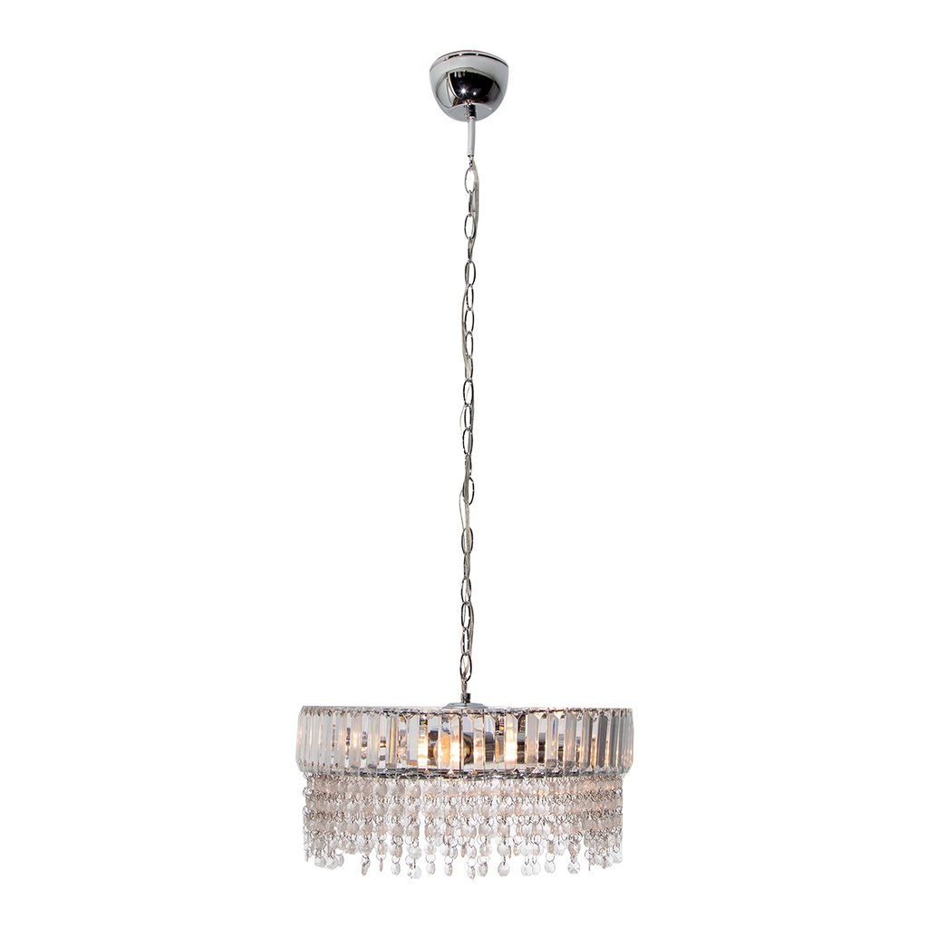 Lámpara Colgante Cromo Cristal 6 Luces E27 40W