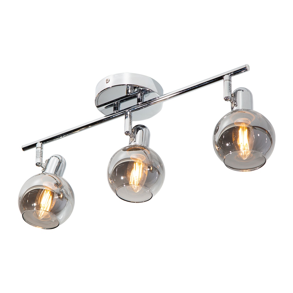 Lámpara de Techo Riel Decorativo Cromo 40w E14 3 Luces