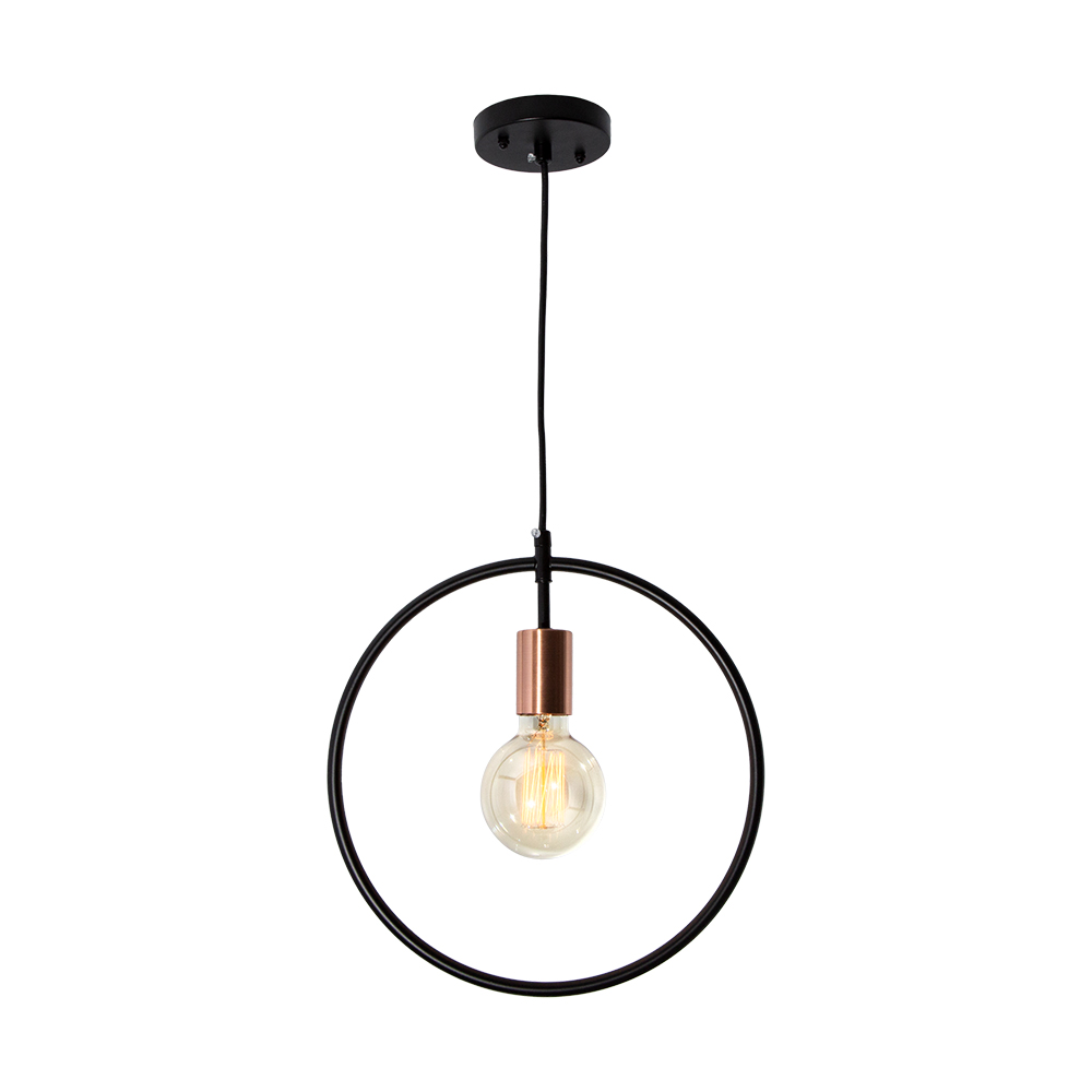 Lámpara de Techo Moderna Negro y Cobre Antiguo 40W E27 1 Luz