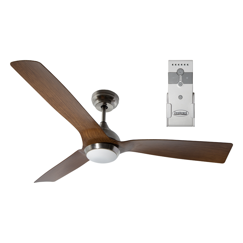 Ventilador de techo con luz LED, 52" acabado de níquel satinado, con control remote, 3 aspas