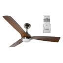 Ventilador de techo con luz LED, 52" acabado de níquel satinado, con control remote, 3 aspas