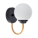 Aplique de Pared Moderno Negro y Bronce Dorado 40W E27 de 1 Luz