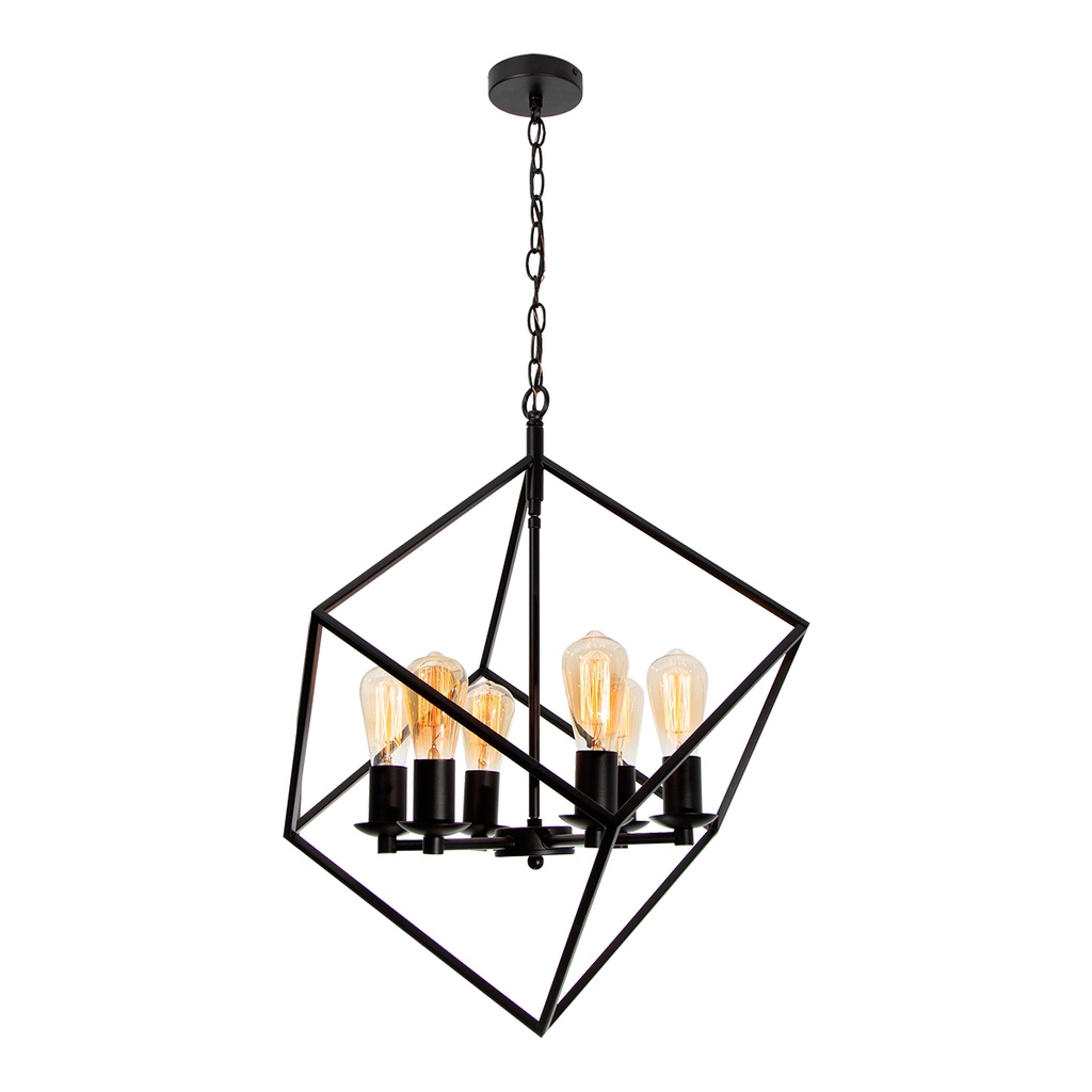 Lámpara Colgante Vintage Candil Negro 60w E27 6 Luces