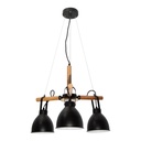 Lámpara Colgante Rustic Modern Negro Madera E27 60W 3 Luces