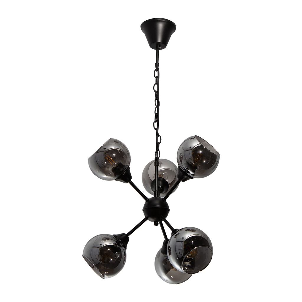 Lámpara Colgante Moderno Negro 60w E27 6 Luces