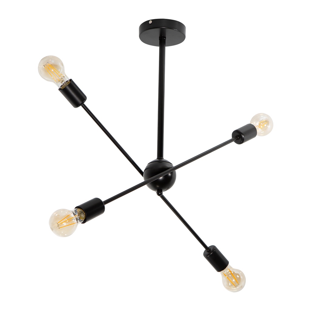 Lámpara Colgante Moderno Negro 60w E27 4 Luces
