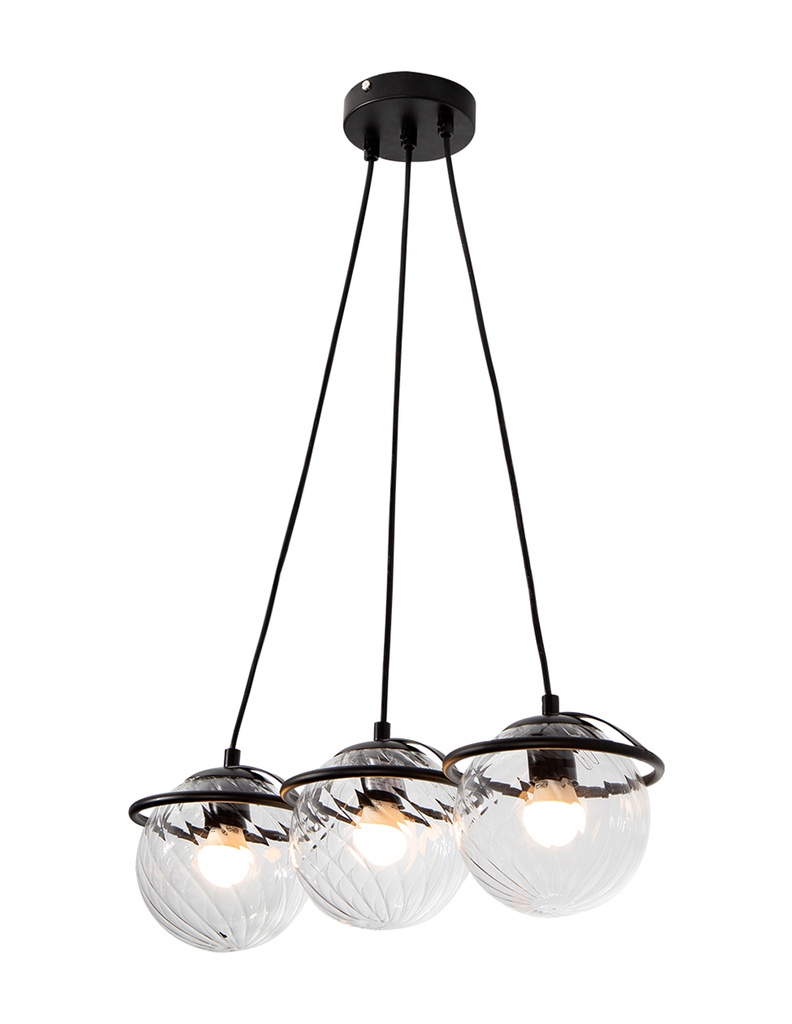 Lámpara Colgante Moderno Negro 40w E27 3 Luces