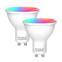 Foco Led Inteligente Wifi RGB Multicolor 5W GU10 set de 2 Piezas marca General Lighting