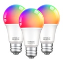 Focos LED Smart Wifi Rgb Multicolor A60 10w 2700-6500k  con Ajuste de Colores Configuración de Hora Vía Wifi 3 set