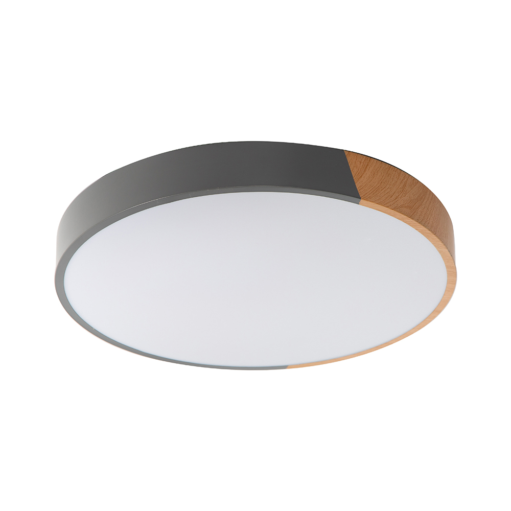 Lámpara de Techo tipo Plafón LED 24W Madera Rústica Clara