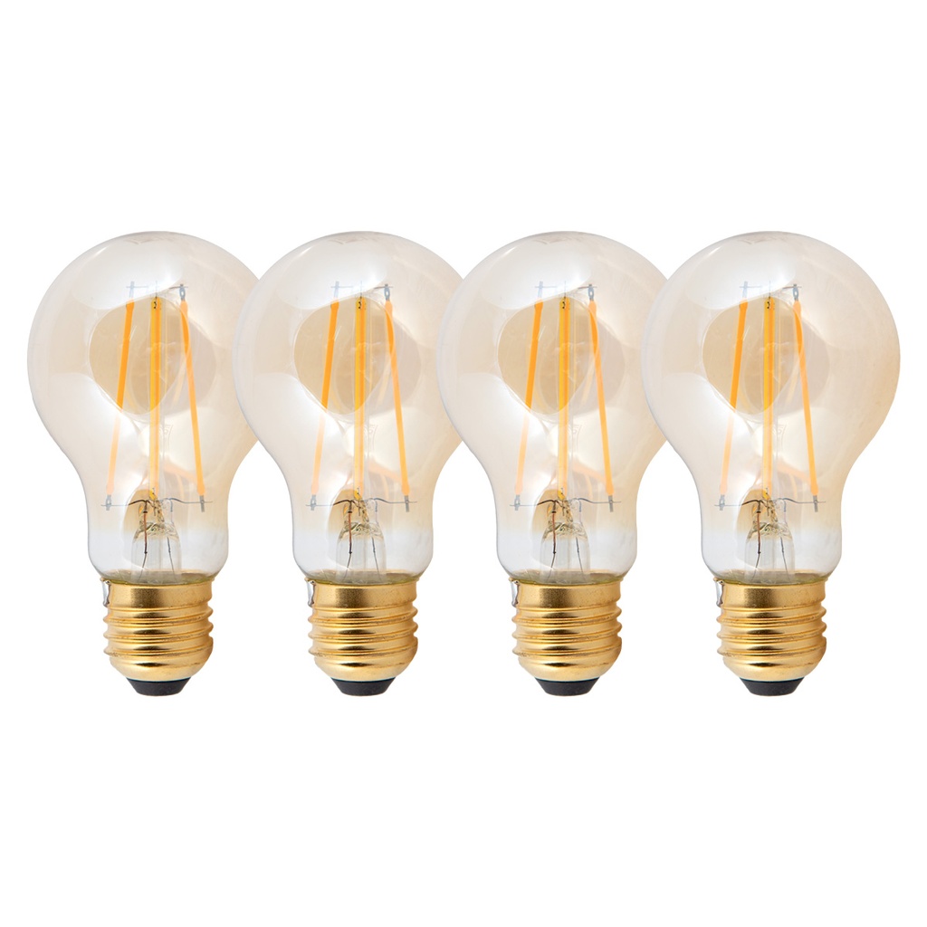 Focos Filamento LED Luz Amarilla Ambar Vintage  3000K 7W A60 4 set