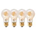 Focos Filamento LED Luz Amarilla Ambar Vintage  3000K 7W A60 4 set