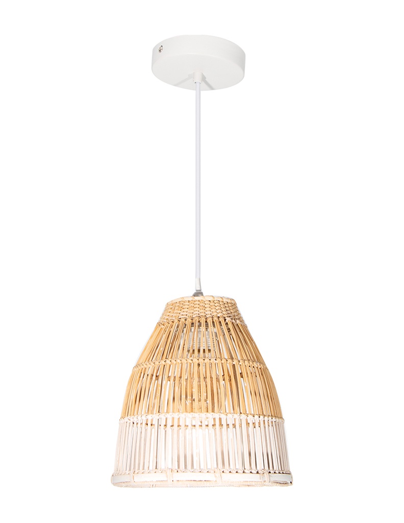 Lámpara Colgante Estilo Japonés Ratán Blanco 40w Socket E27 1 Luz