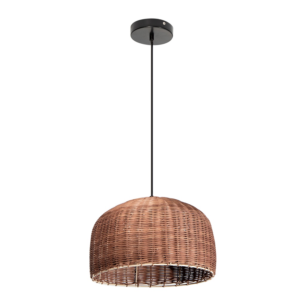 Lámpara Colgante Estilo Japonés, Artesanía Natural Acabado en Negro y Café Ratán 60w Socket E27 1 Luz