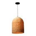 Lámpara colgante estilo natural rátan beige 60w E27 1 Luz