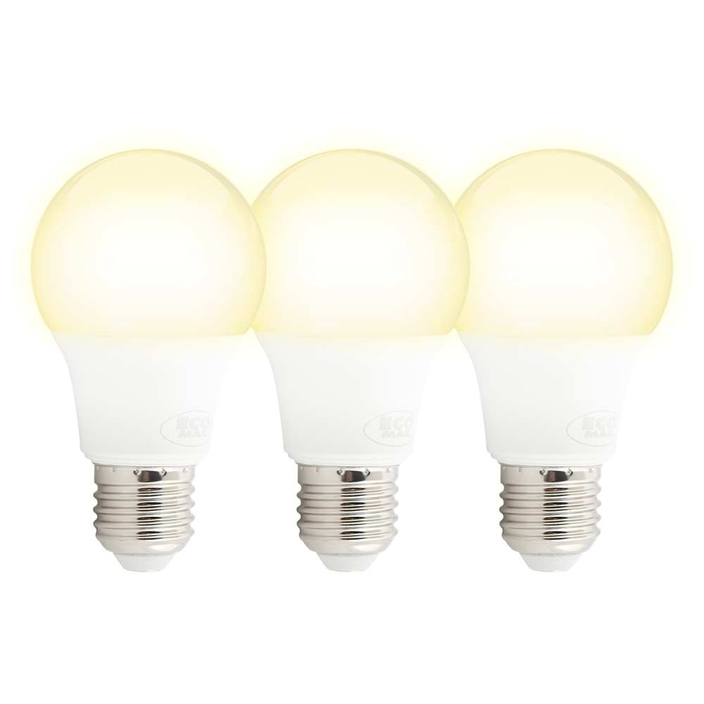 Foco LED Tipo A60 Integrado 8w Luz Amarilla 2700k Socket E27 3 set