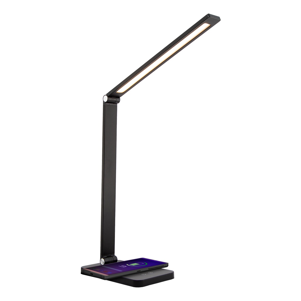 Lámpara de escritorio Táctil para cambios de luz LED con cargador inalambrico negro 1 Luz 9w