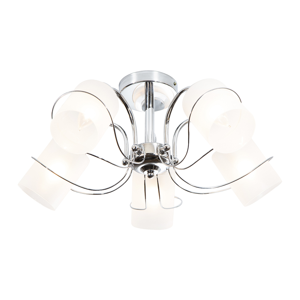 Lámpara Techo Cromo Vidrio Claro Modern Luxe E27 40W 5 Luces