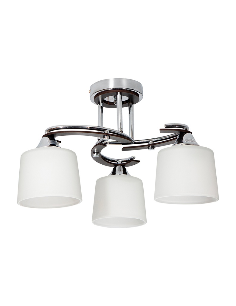 Lámpara Techo Cromo Madera Oscura E27 40W  3 Luces