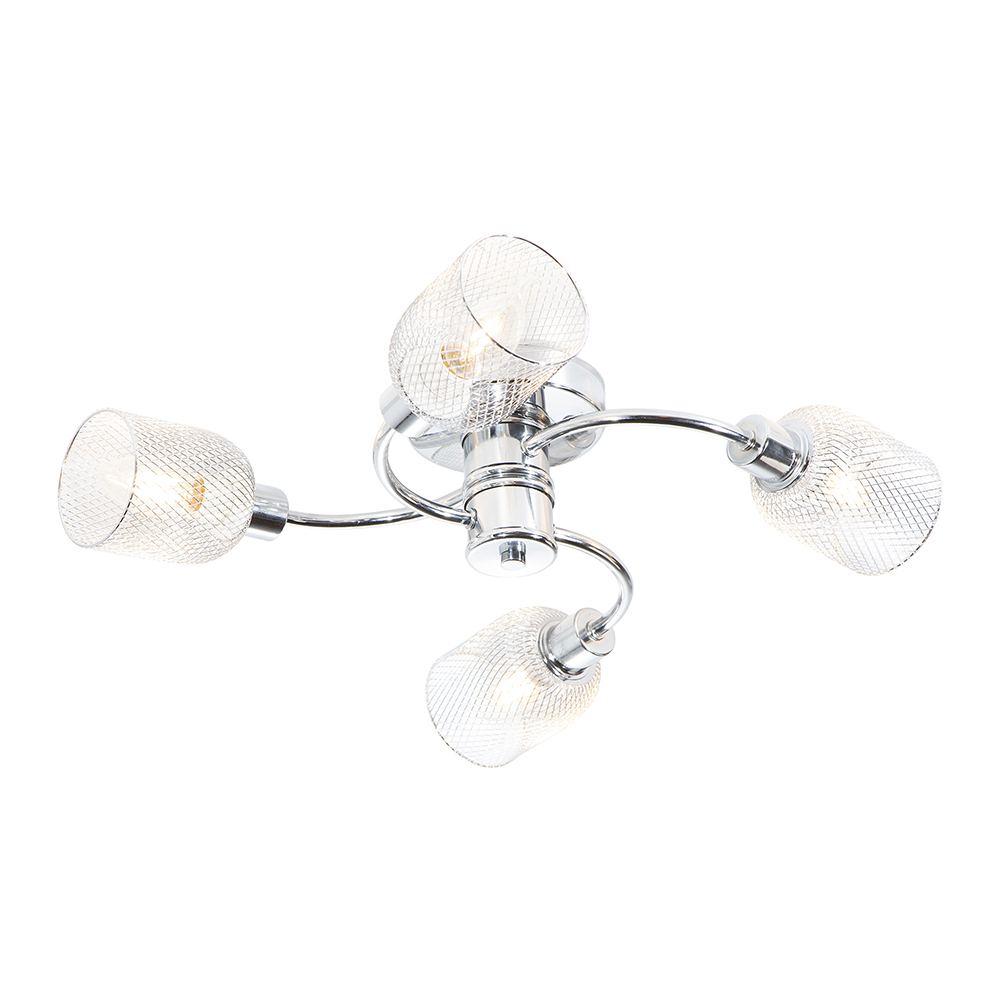 Lámpara Techo Cromo E14 60W 4 Luces