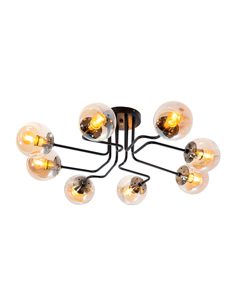 Lámpara Techo Negro Mate E27 40W 6 Luces