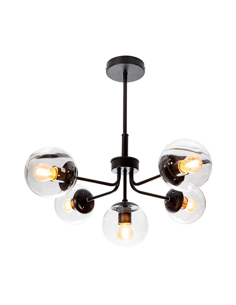Lámpara de Techo Sputnik Negro Mate E27 40w 5 Luces