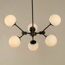 Lámpara de Techo con 6 Luces en Acabado Negro Mate y Vidrio Esmerilado