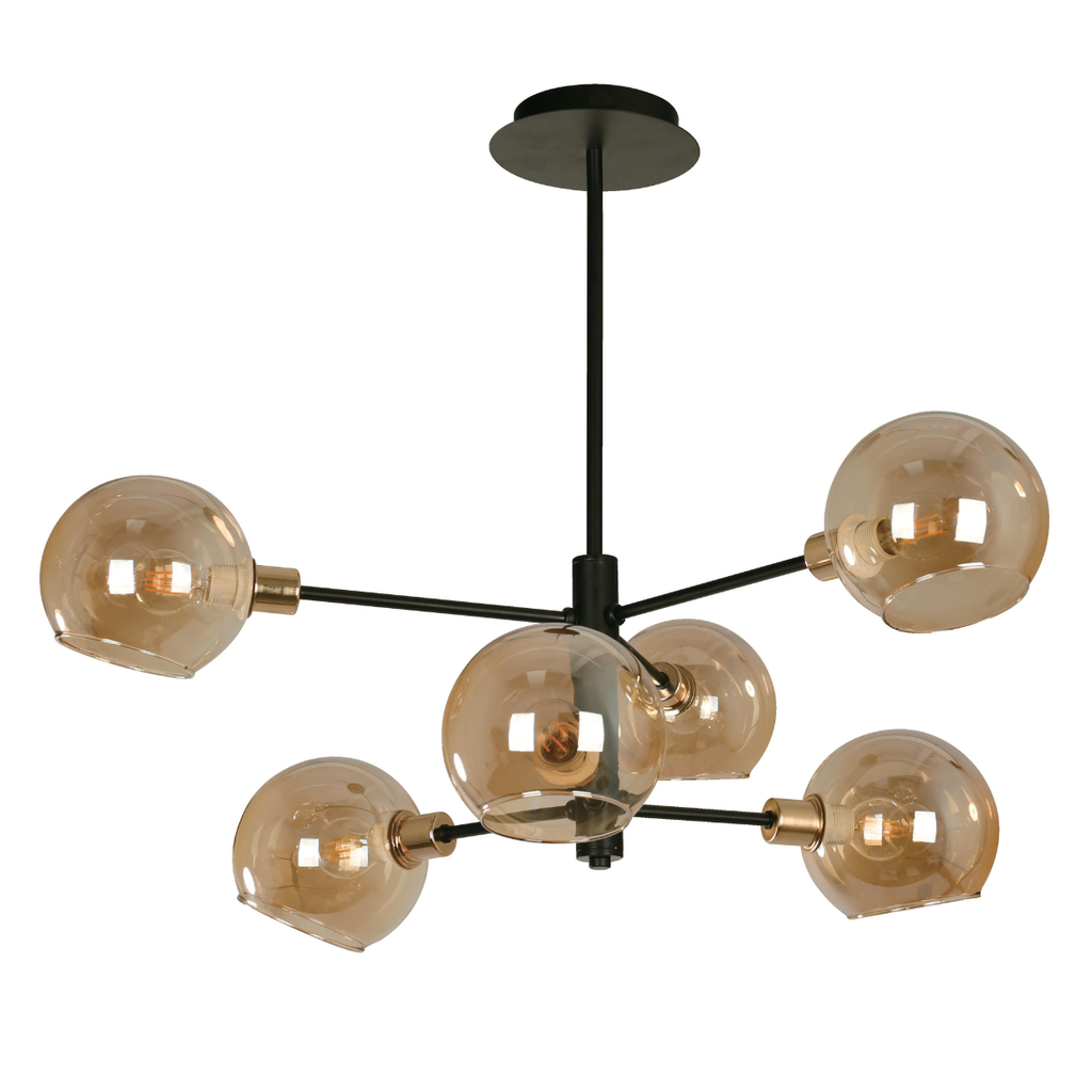 Lámpara Techo Negro Mate E27 40W 6 Luces