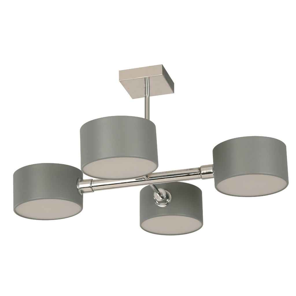 Lámpara de Techo Led Cromo Gris Modern Luxe E14 10w 4 Luces