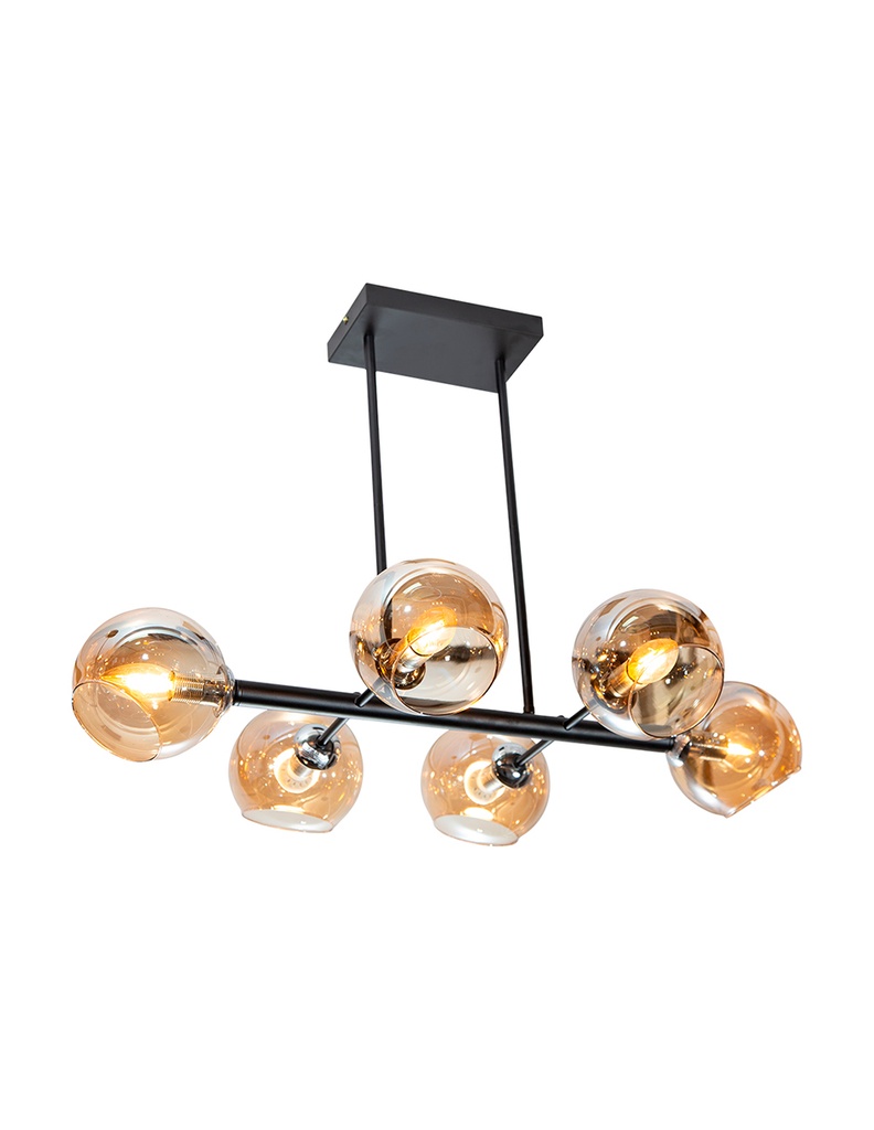 Lámpara de Techo Sputnik Negro Mate Ambar E14 40w 6 Luces