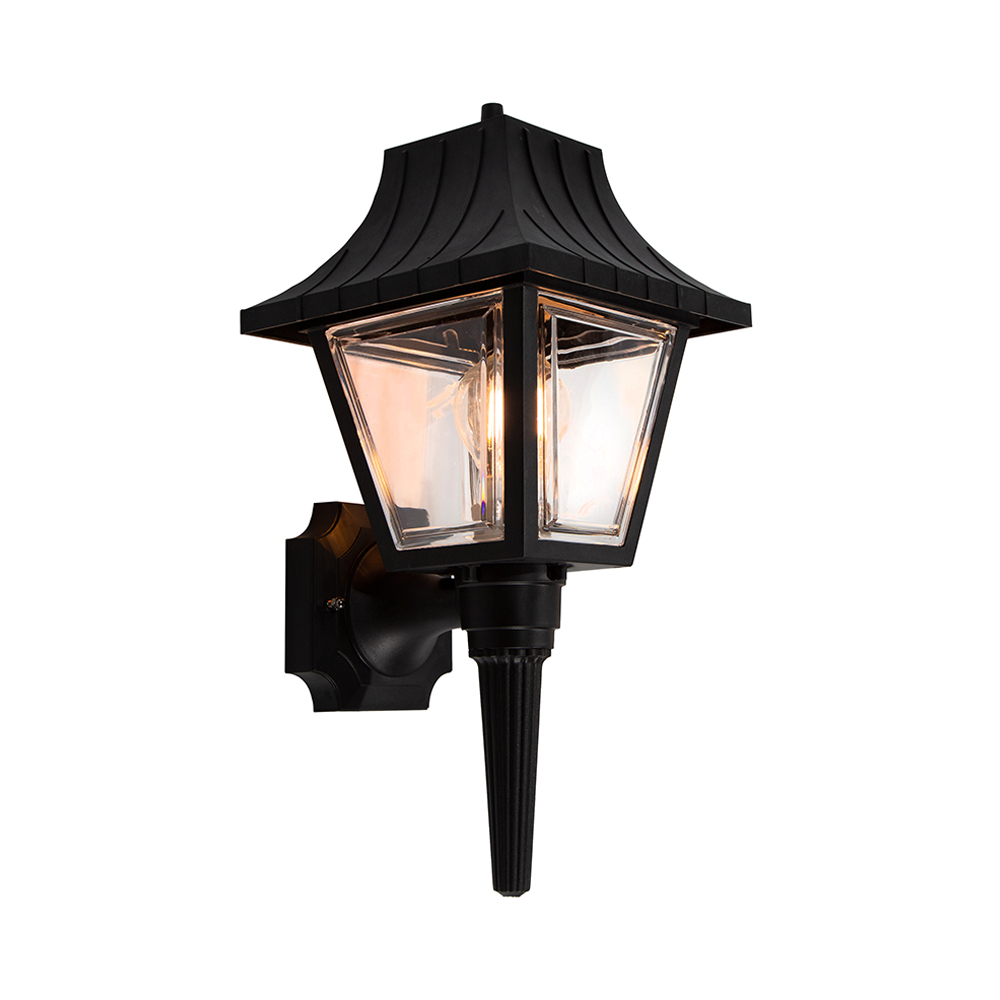 Lámpara de pared exterior, Negro 1L E27 40W 2 Piezas