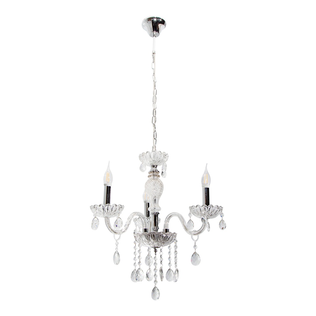 Lámpara Colgante Lumicentro Plata y Cristal 3 Luces