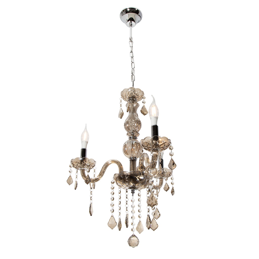 Candil Cristal Vintage Clásico Dorado E12 40w 3 Luces